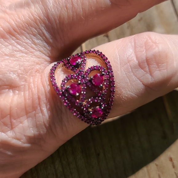 Ruby fleur-de-lis wrap ring sz 7.5 rose gold - Picture 3 of 8